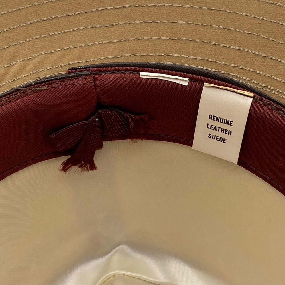 Vintage Borsalino Suede Safari Hat Mens 7 3/8 Tan Leather Band Italy - Picture 4 of 16